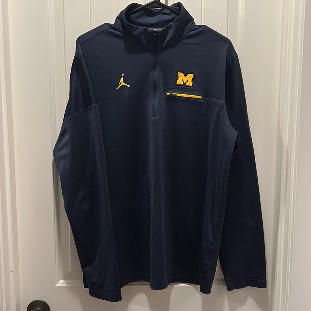 Men's Jordan Navy Michigan Wolverines 2016 Elite Coaches 1/2 Zip